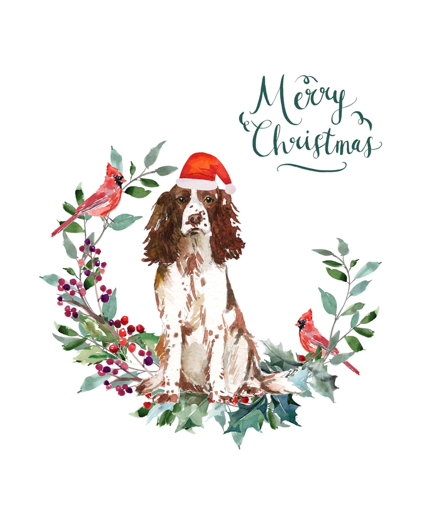 English Sprocker Spaniel Brown Dog Christmas Card