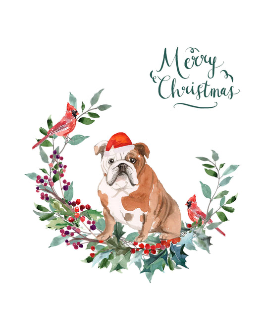 English Bulldog Dog Christmas Card