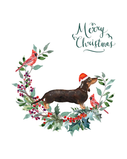 Dachshund Black & Tan Dog Christmas Card