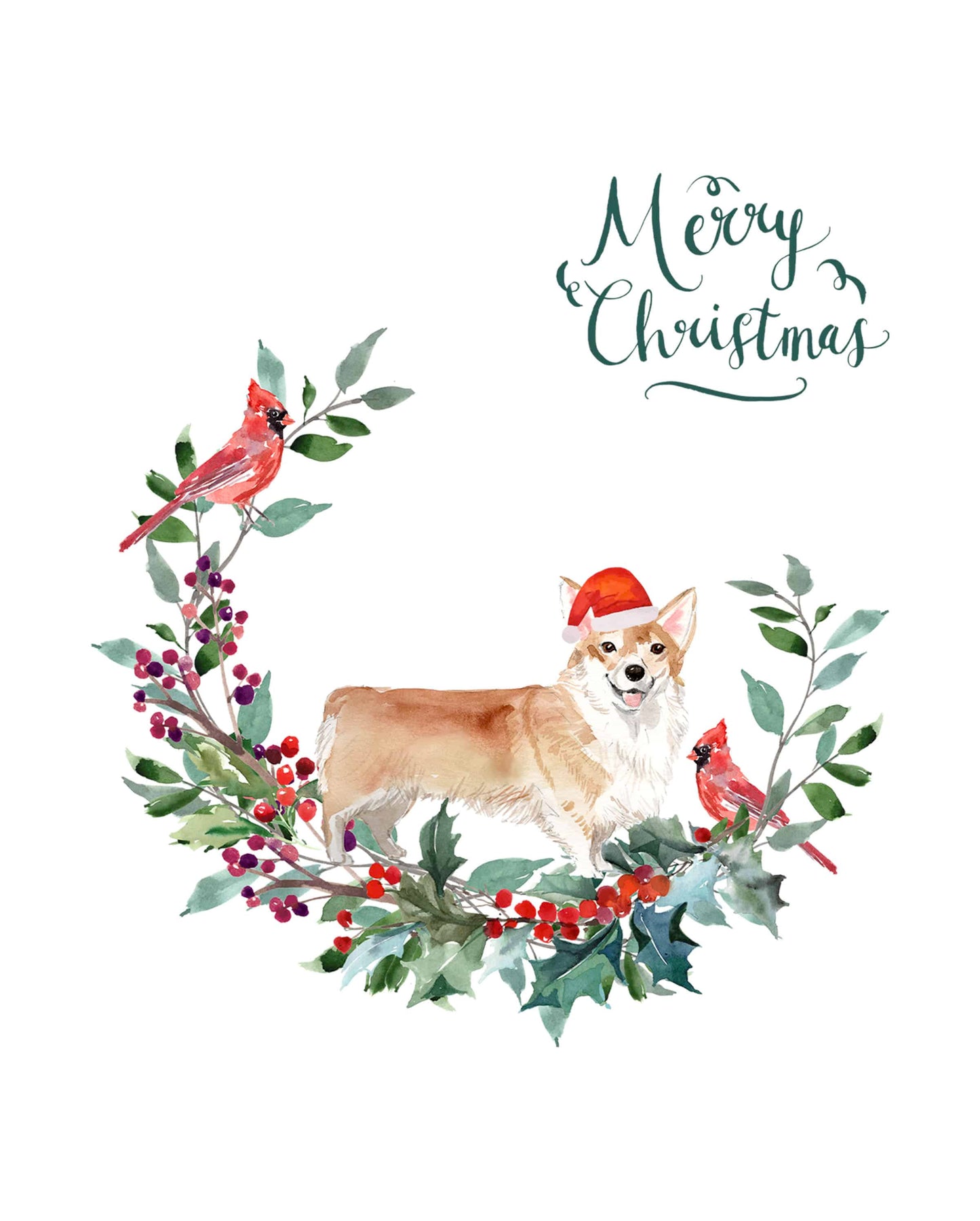 Corgi Dog Christmas Card