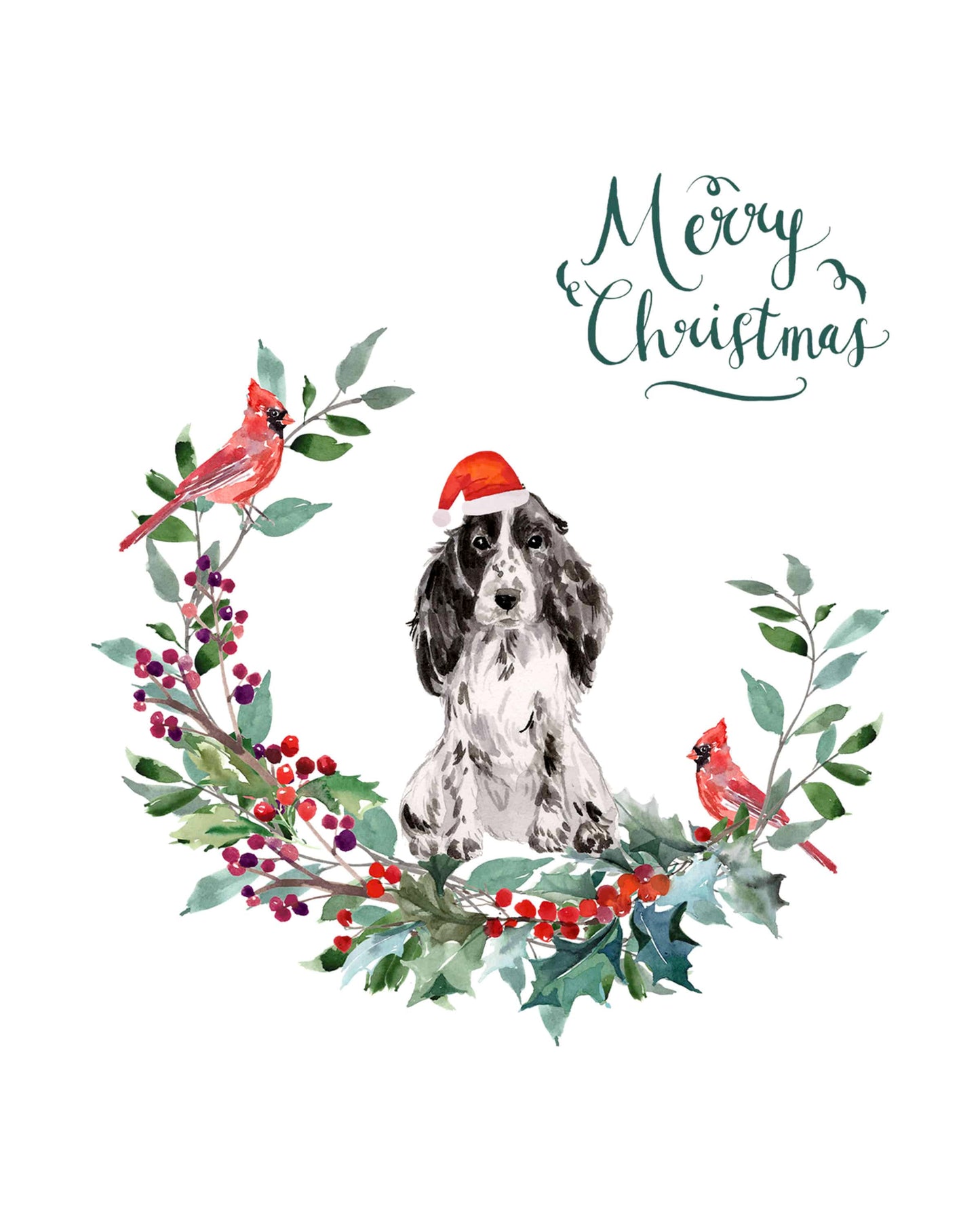 Cocker Spaniel Black & White Dog Christmas Card