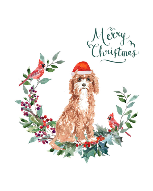 Cavapoo Dog Christmas Card