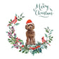 Brown Cockapoo Dog Christmas Card