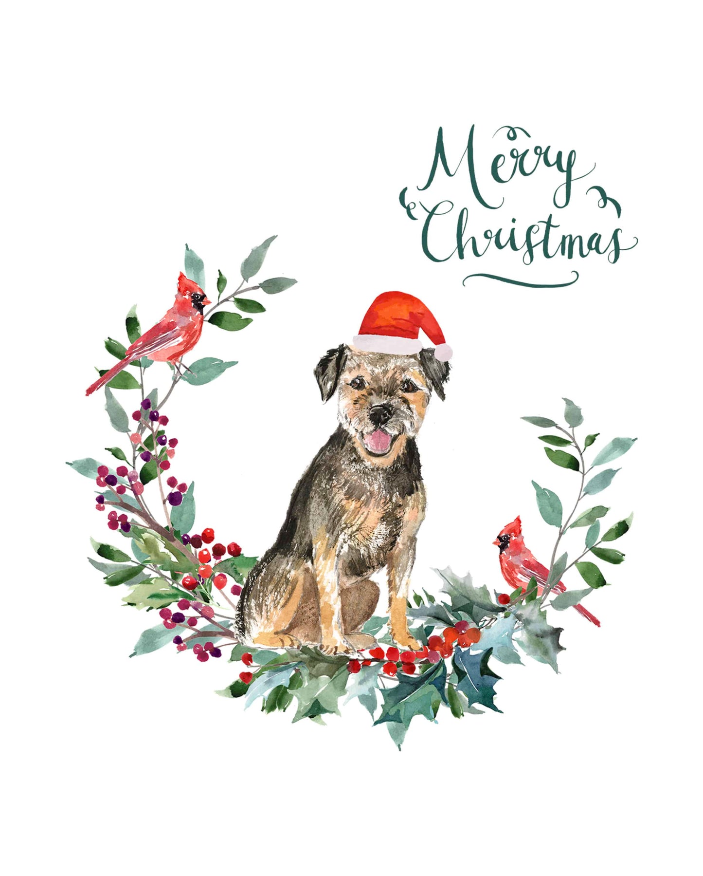 Border Terrier Dog Christmas Card