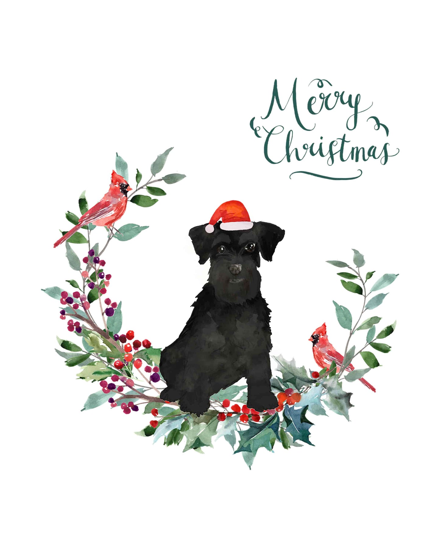 Miniature Schnauzer Black Dog Christmas Card