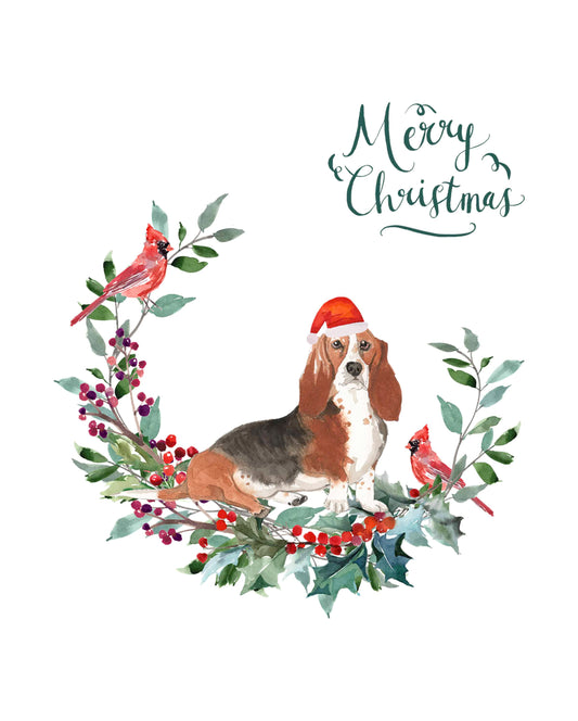 Basset Hound Dog Christmas Card