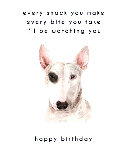 Every Bite You Take, Bull Terrier Birthday Card