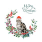 American Shorthair Silver Cat Christmas Card