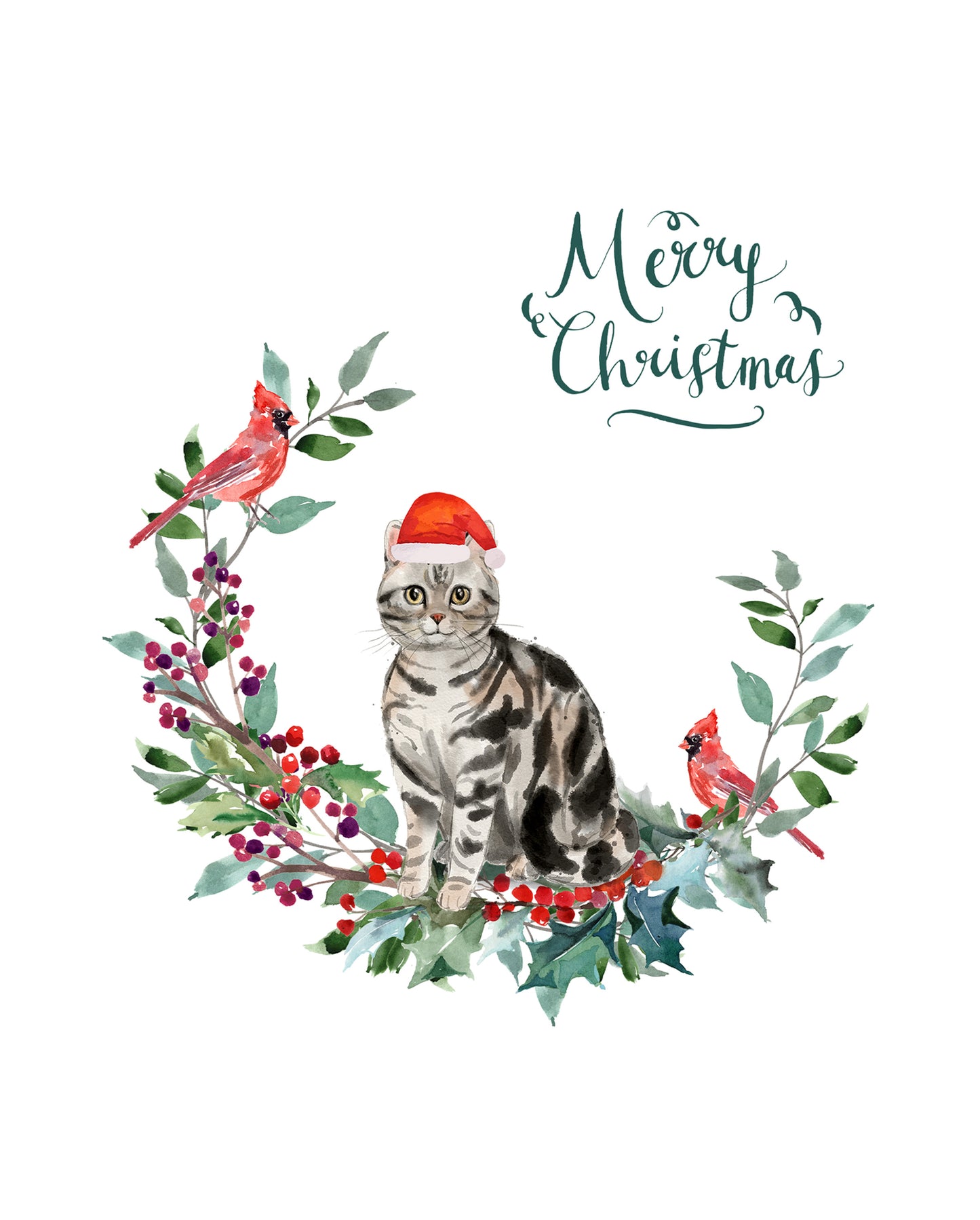 American Shorthair Silver Cat Christmas Card