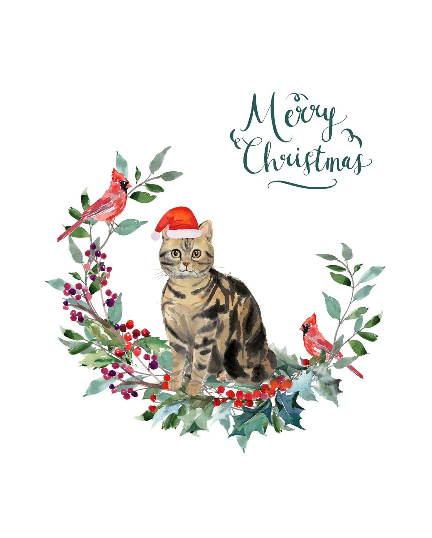 American Shorthair Brown Cat Christmas Card