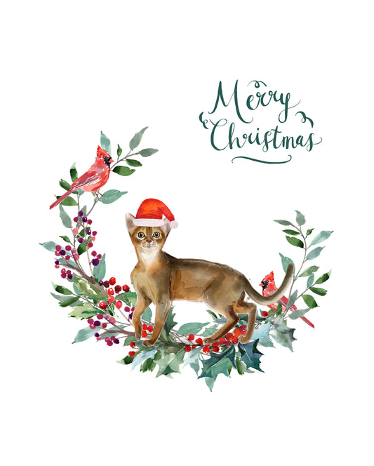 Abyssinian Cat Christmas Card