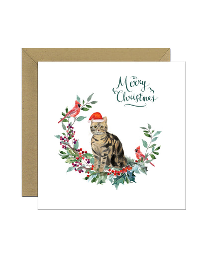 American Shorthair Brown Cat Christmas Card