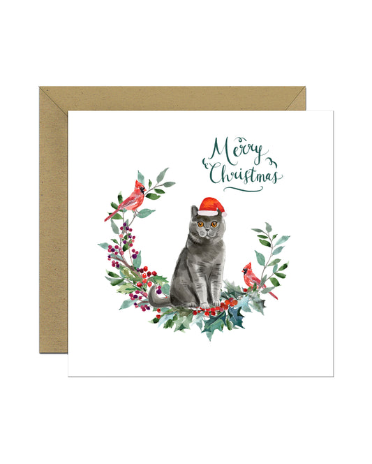 British Shorthair Cat Christmas Card