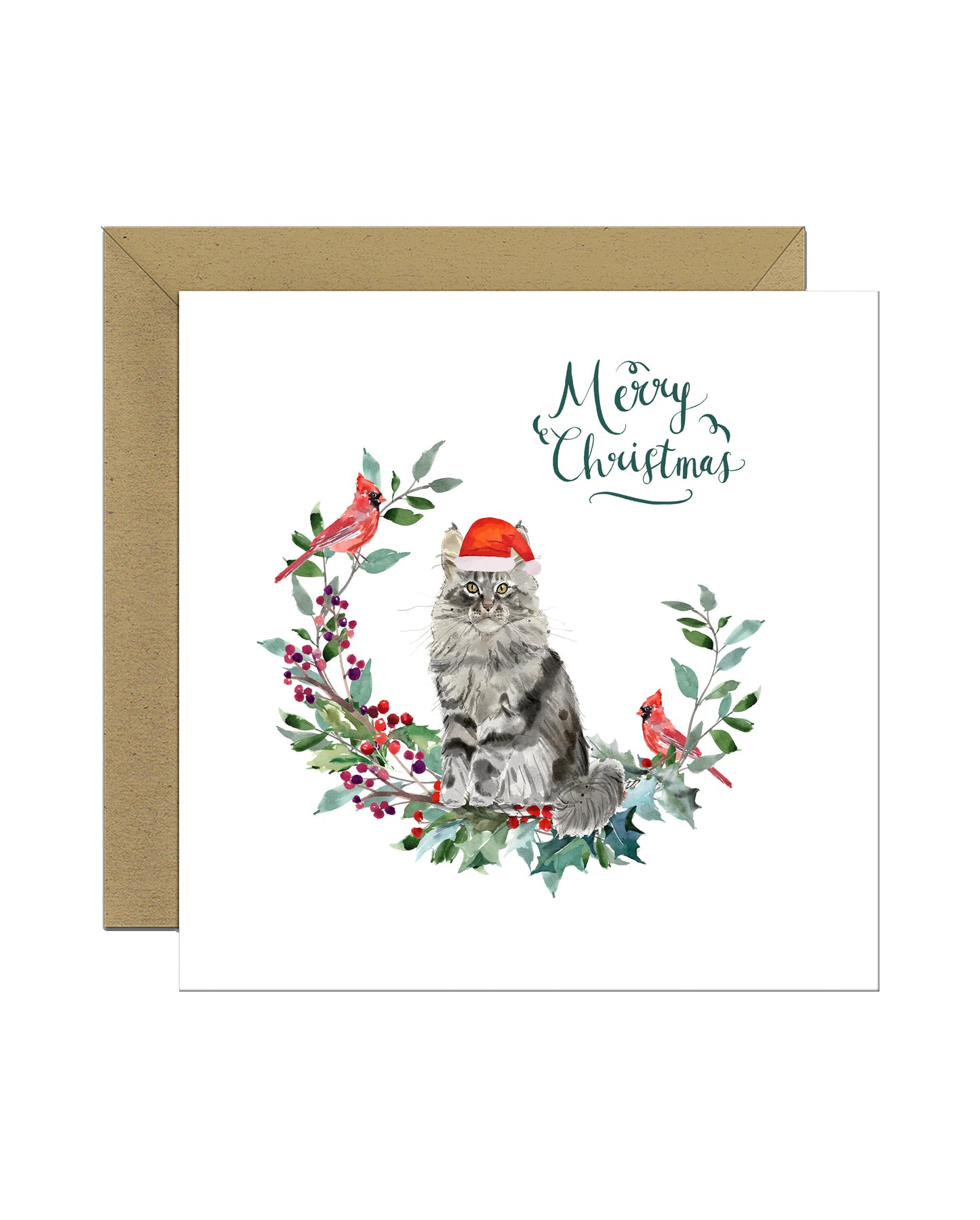 Maine Coon Cat Christmas Card