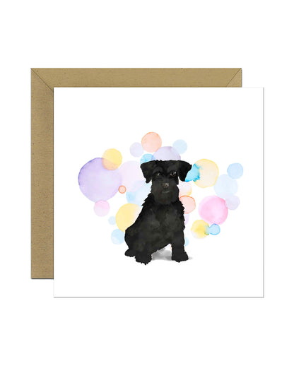 Black Miniature Schnauzer Dog Splash Card