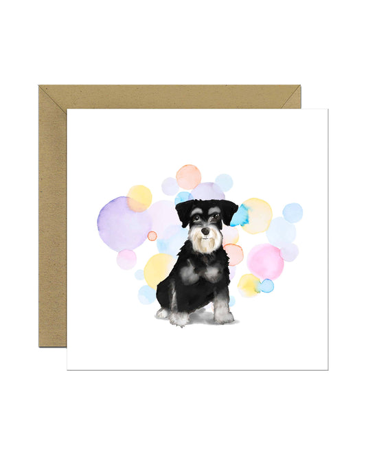 Black & White Miniature Schnauzer Dog Splash Card