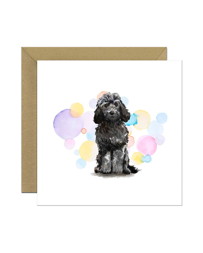 Black Cockapoo Dog Splash Card