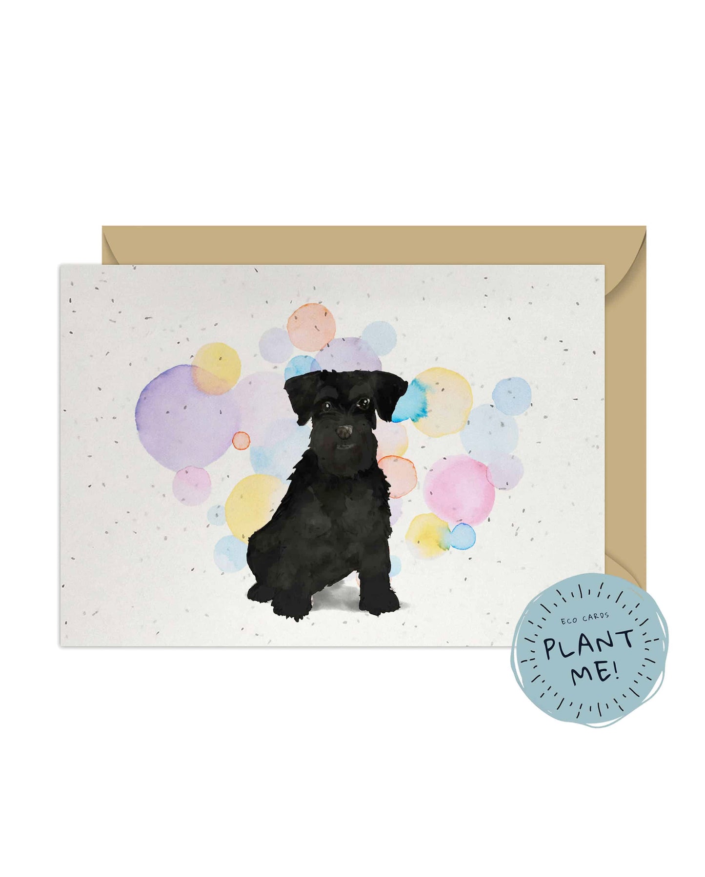 Black Miniature Schnauzer Dog Splash Card