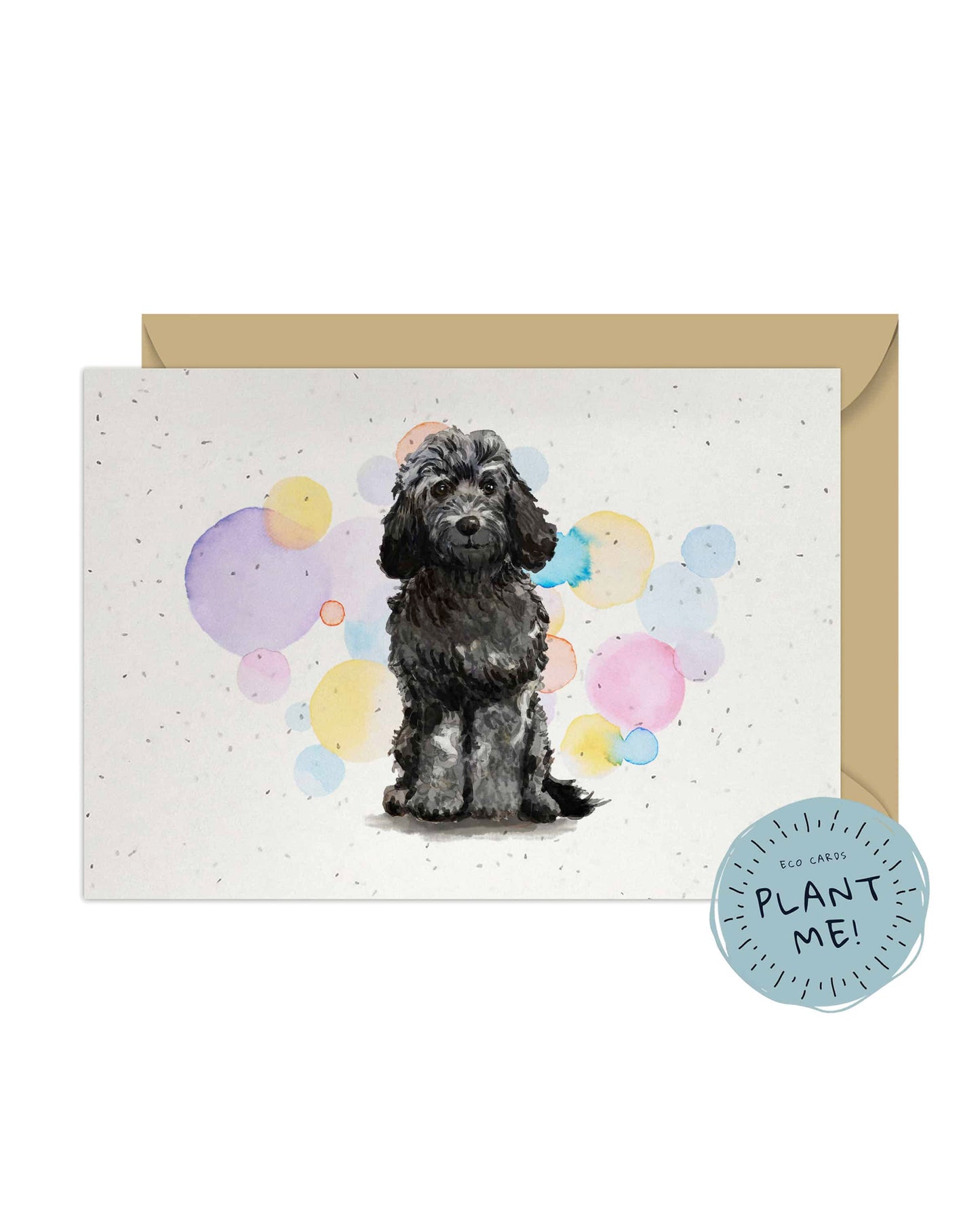 Black Cockapoo Dog Splash Card