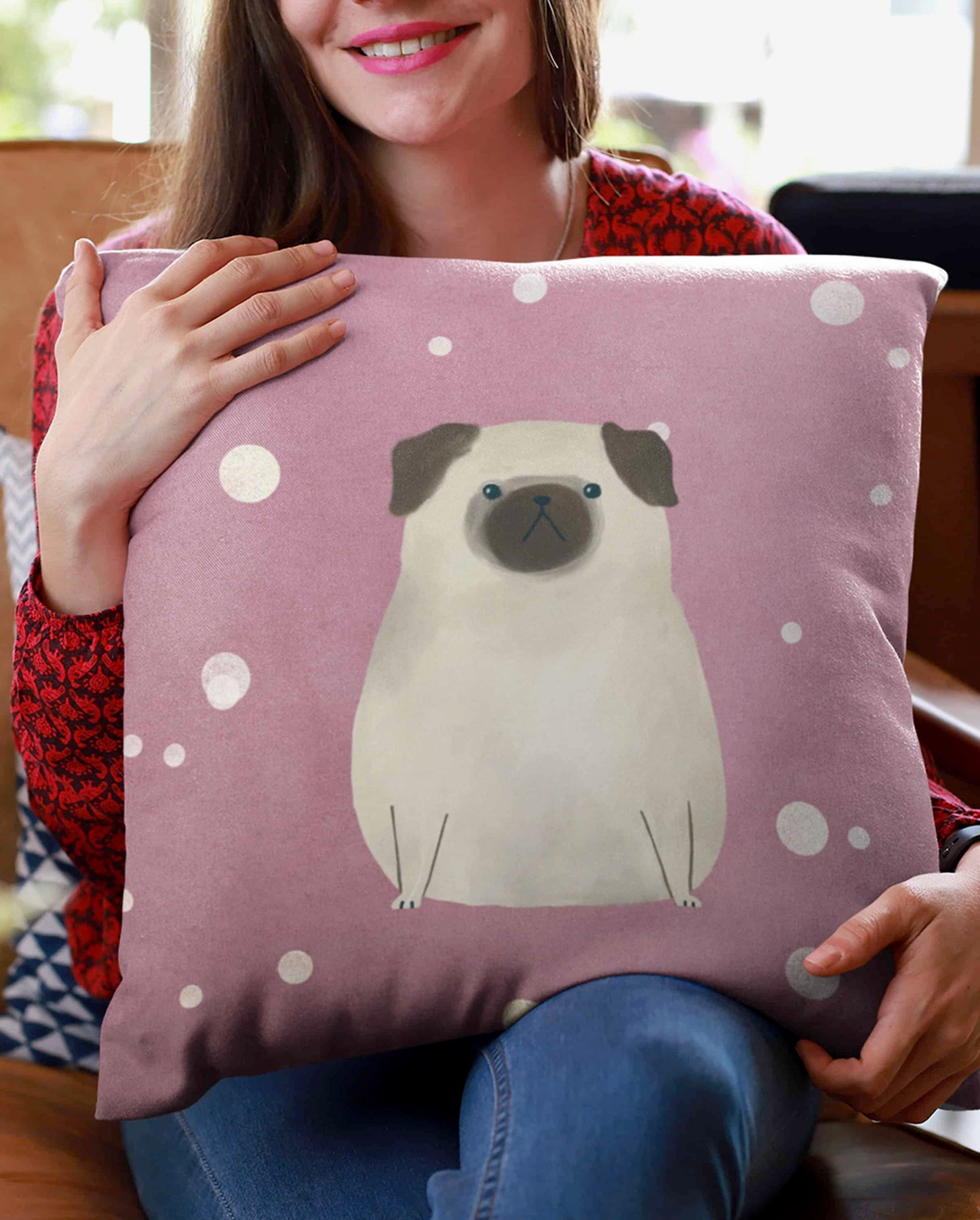 Pug Rose Premium Cushion