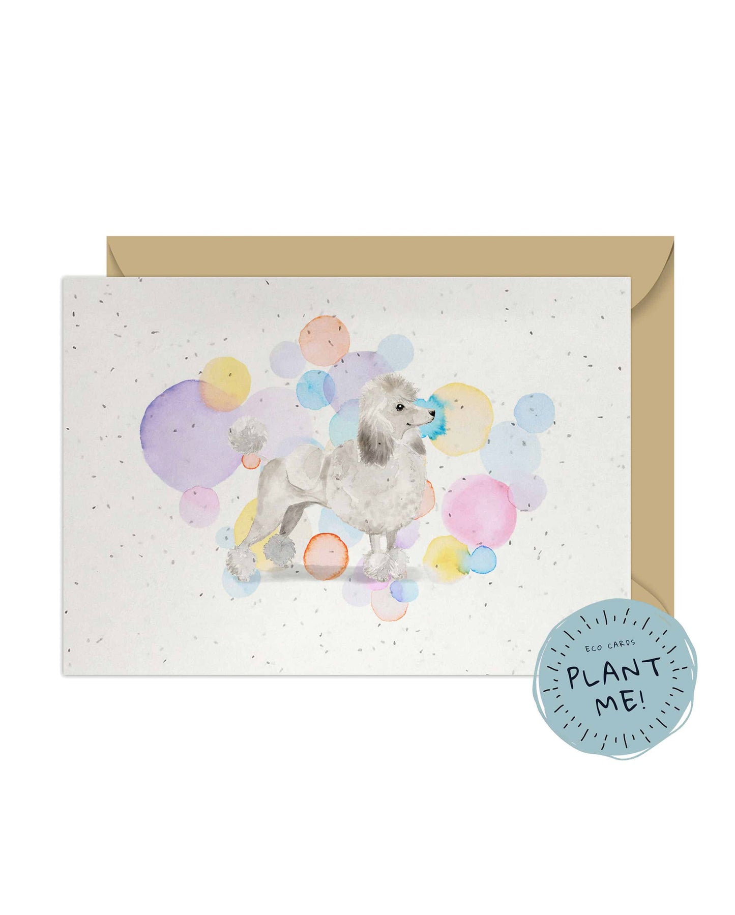 White Poodle Dog Splash Card