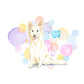 White Collie Dog Splash Card