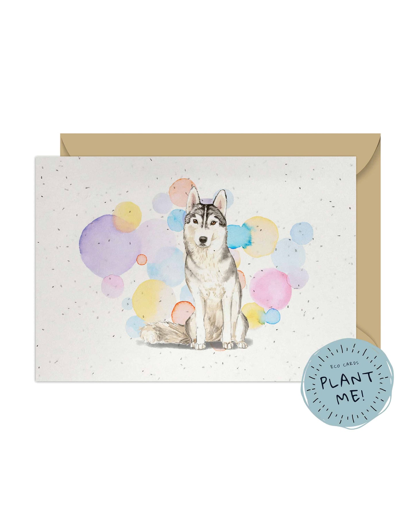 Siberian Husky Dog Splash Card