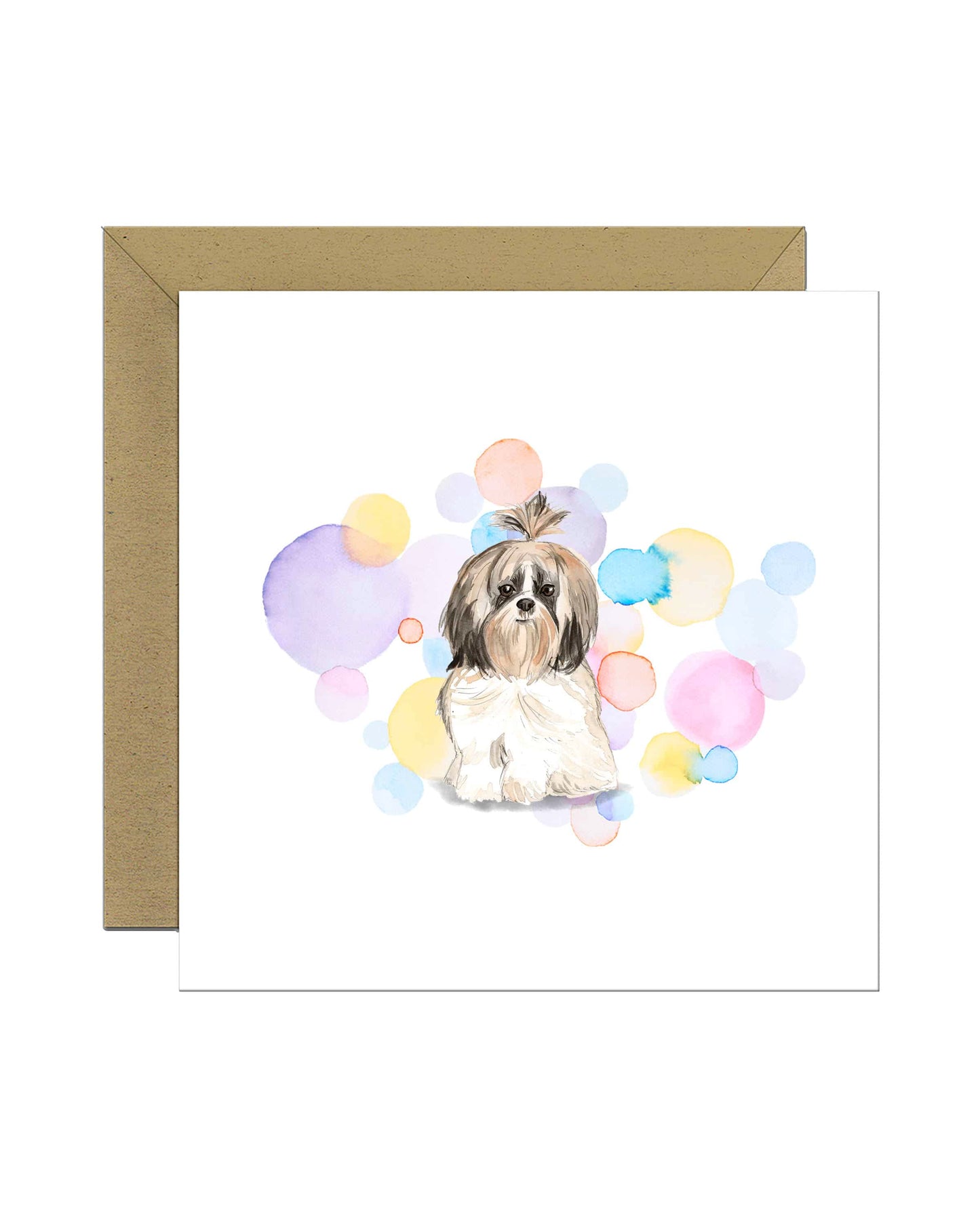 Long Hair Shih Tzu Dog Splash Card