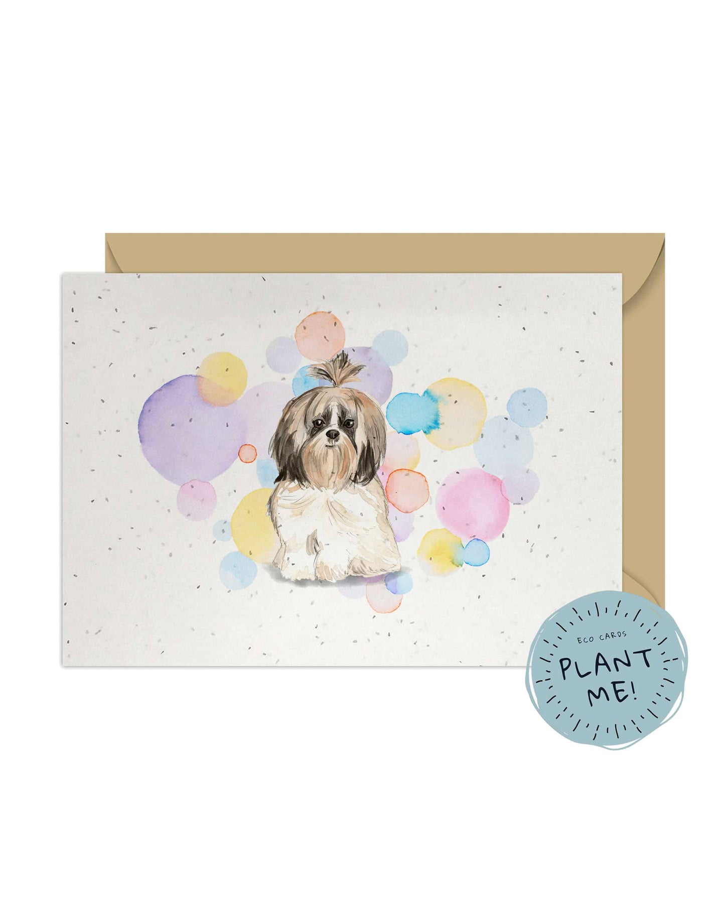 Long Hair Shih Tzu Dog Splash Card