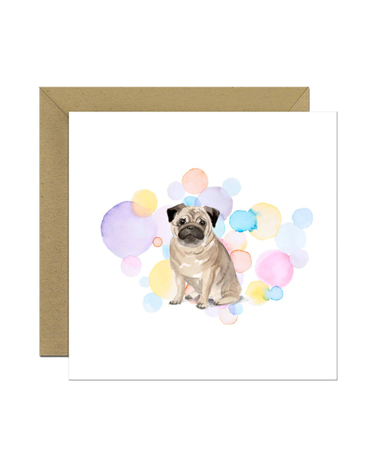 Pug Dog Splash Card