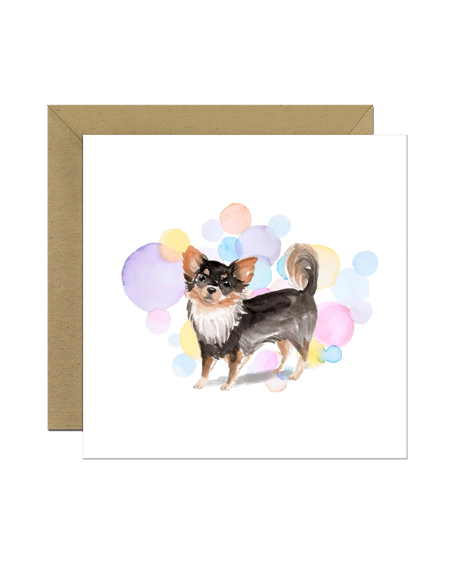 Long Haired Chihuahua Dog Splash Card