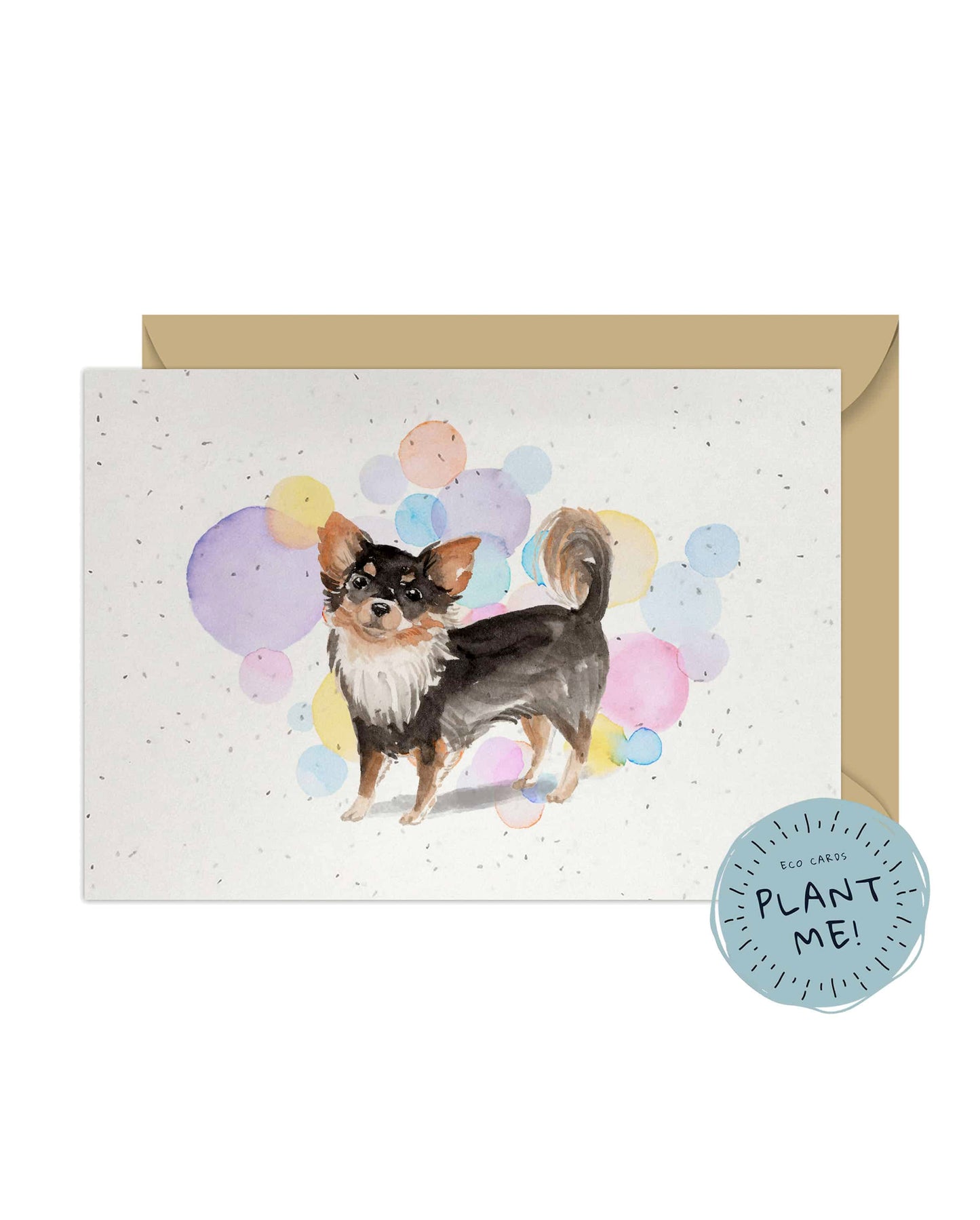 Long Haired Chihuahua Dog Splash Card