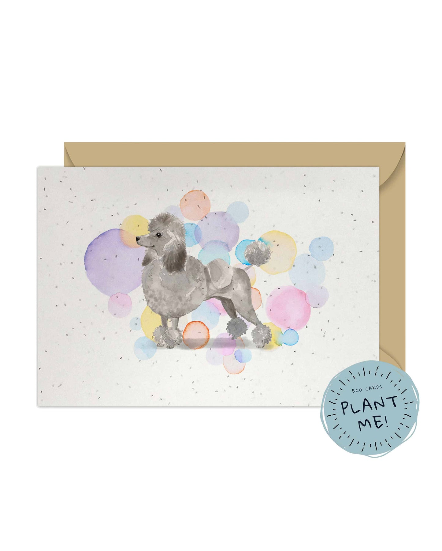 Grey Poodle Dog Splash Card