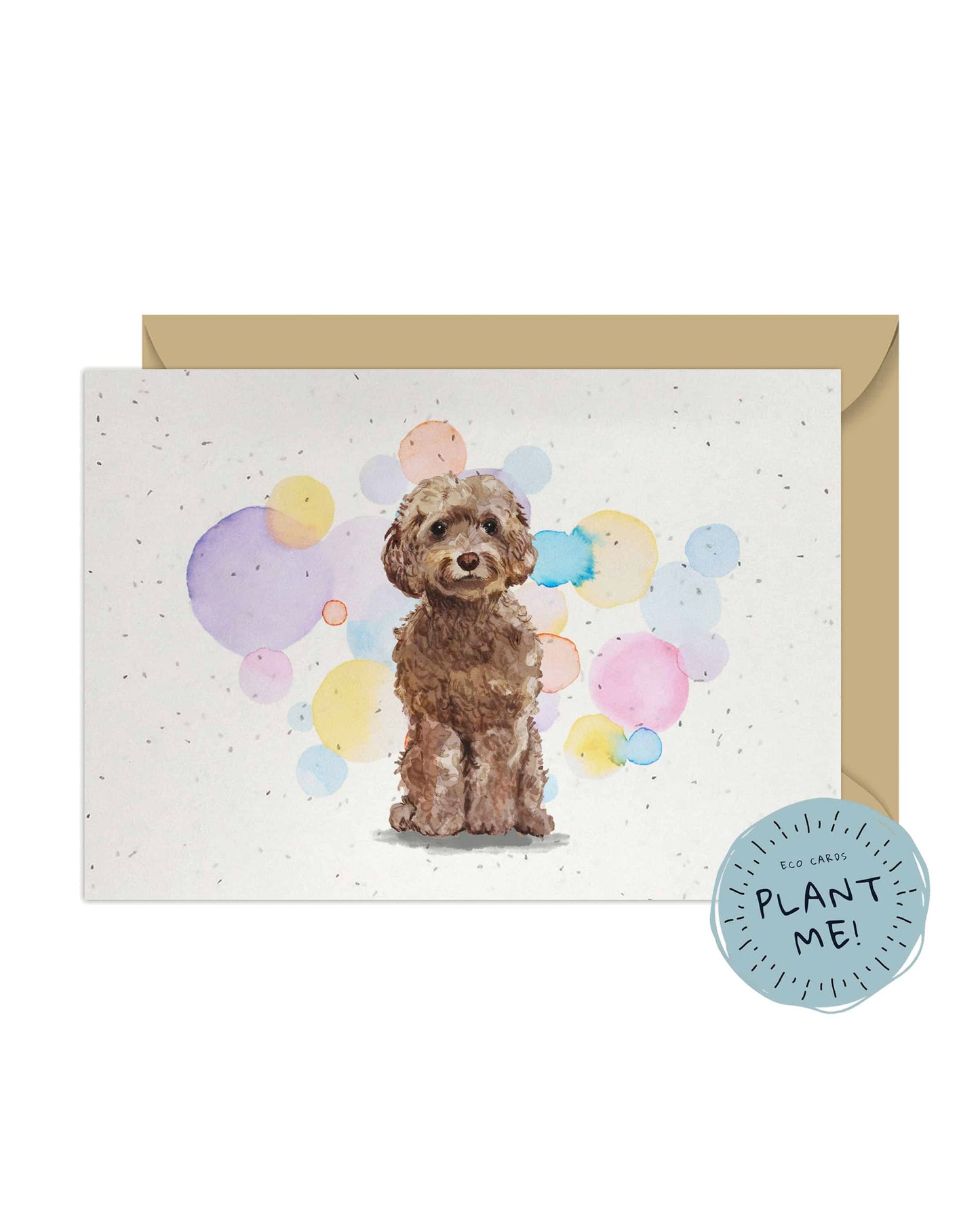 Brown Cockapoo Dog Splash Card