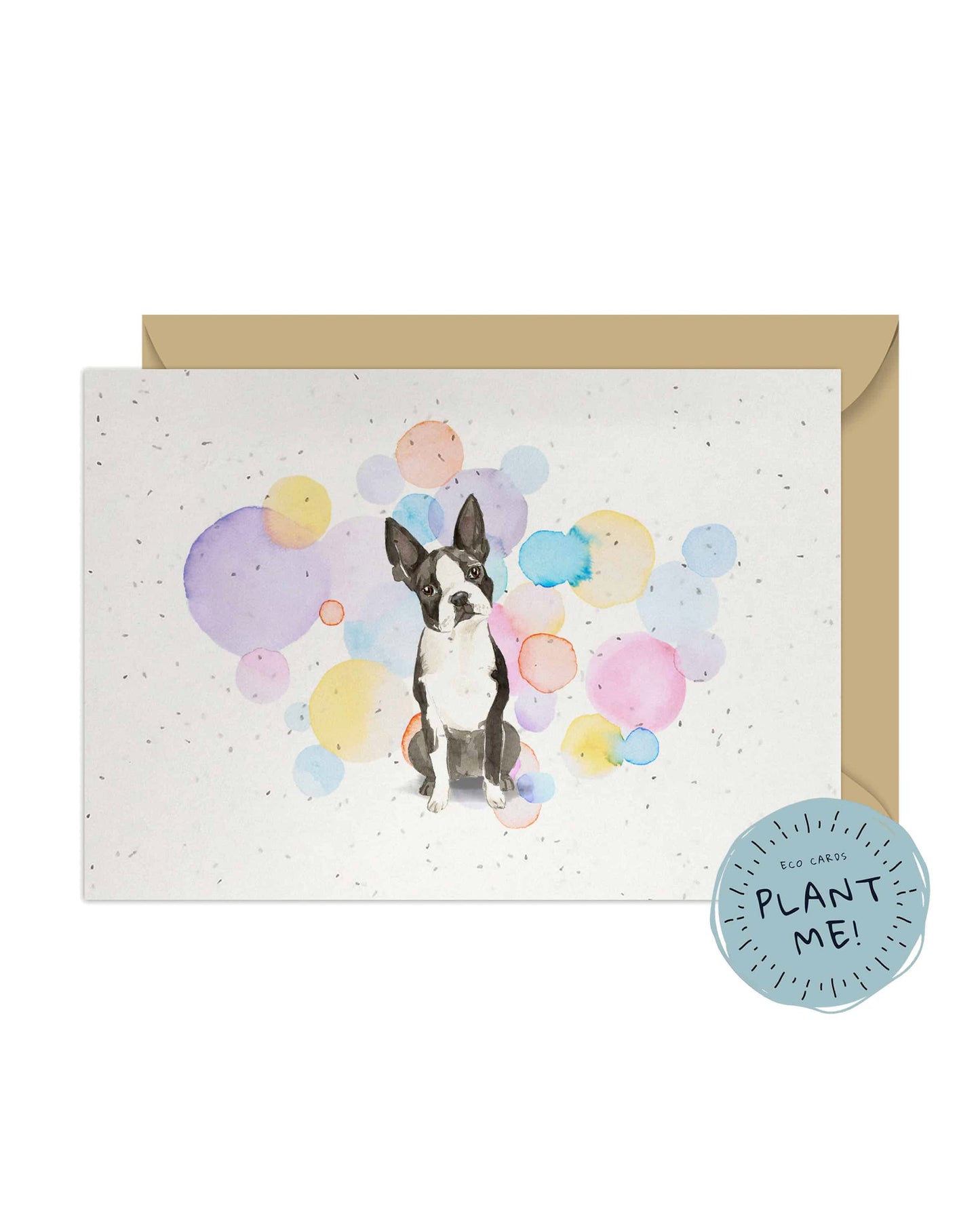 Boston Terrier Dog Splash Card