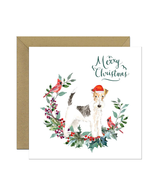 Wire Haired Fox Terrier Dog Christmas Card