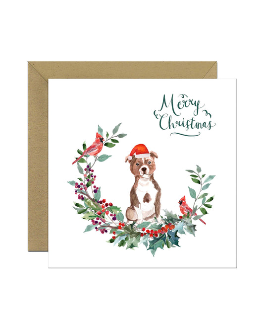 Staffordshire Bull Terrier Dog Christmas Card