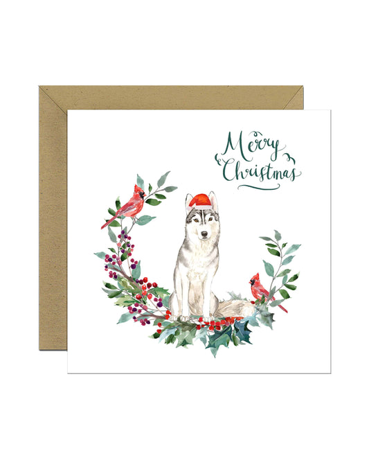 Siberian Husky Dog Christmas Card