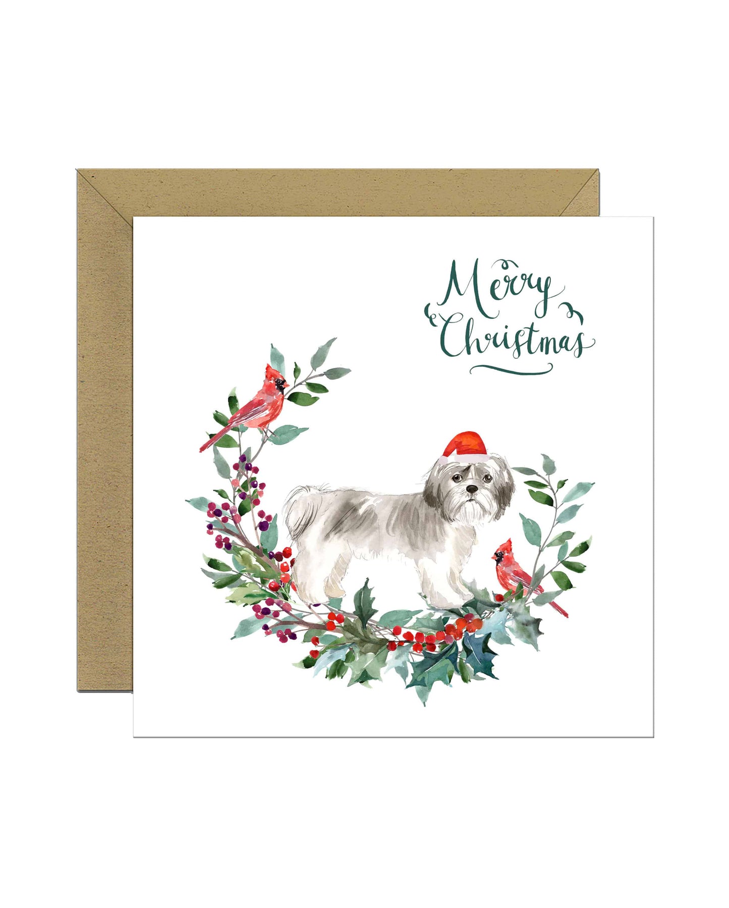 Shih Tzu Shorter Haired Dog Christmas Card