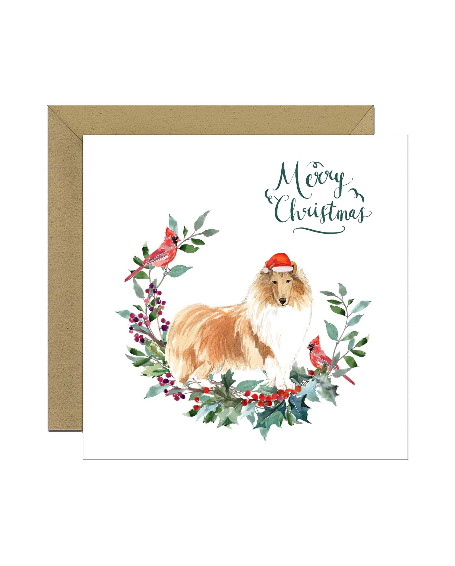 Rough Collie Dog Christmas Card