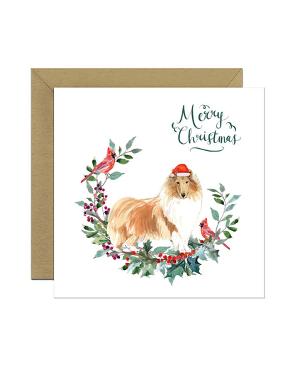 Rough Collie Dog Christmas Card