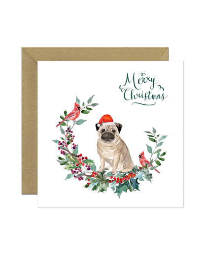 Pug Dog Christmas Card