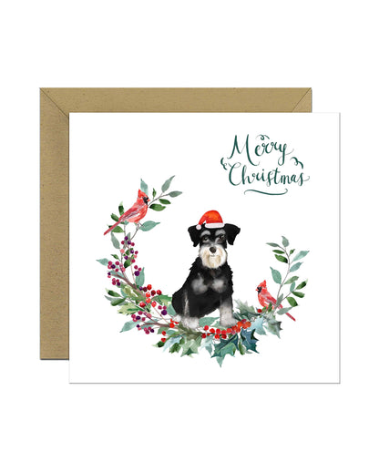 Miniature Schnauzer Black & White Dog Christmas Card