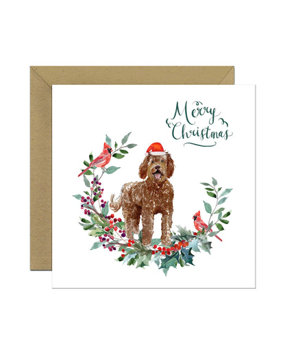 Labradoodle Dog Christmas Card