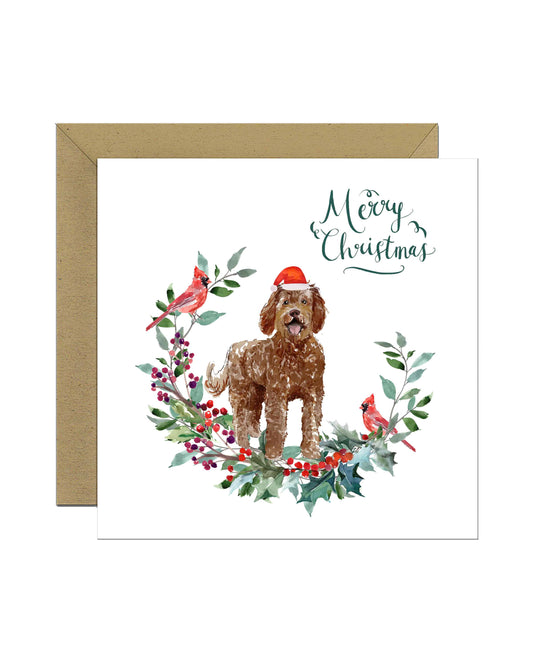 Labradoodle Dog Christmas Card