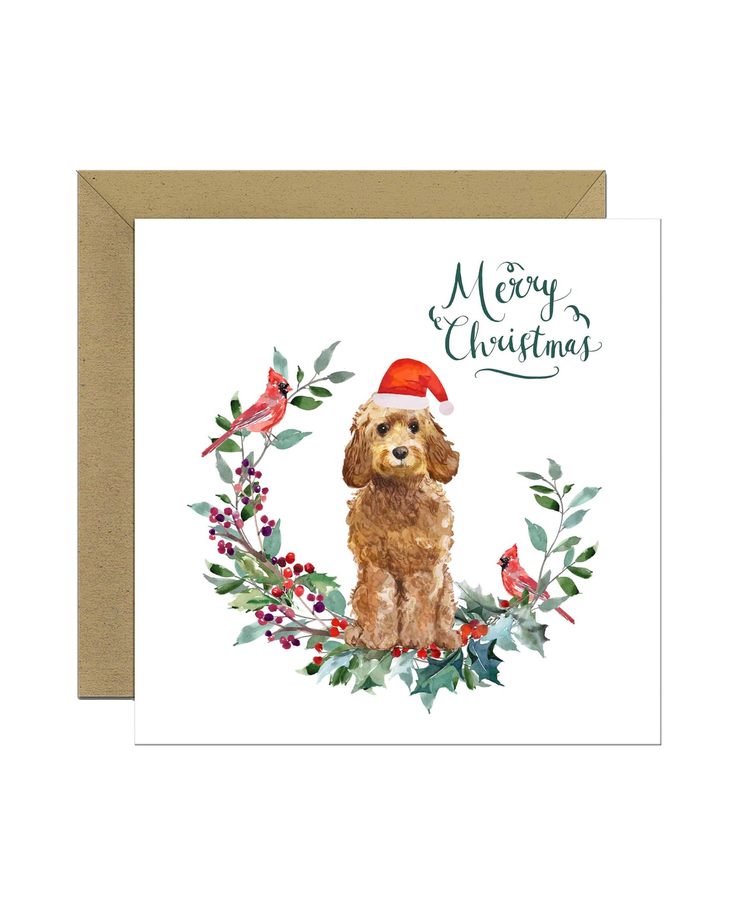 Golden Honey Cockapoo Dog Christmas Card