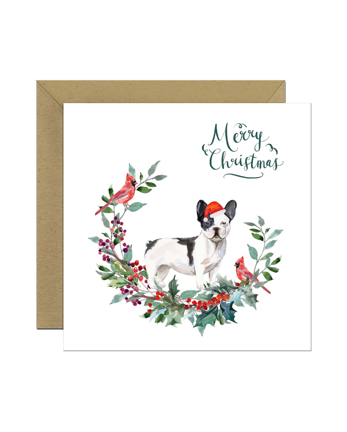 French Bulldog Black & White Dog Christmas Card