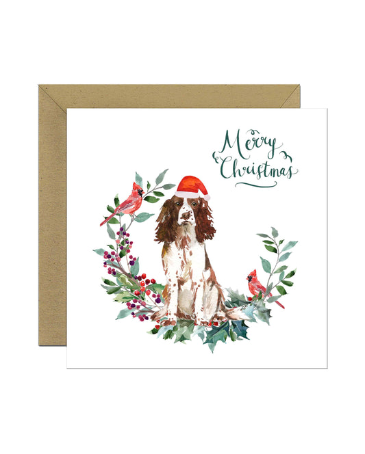 English Sprocker Spaniel Brown Dog Christmas Card