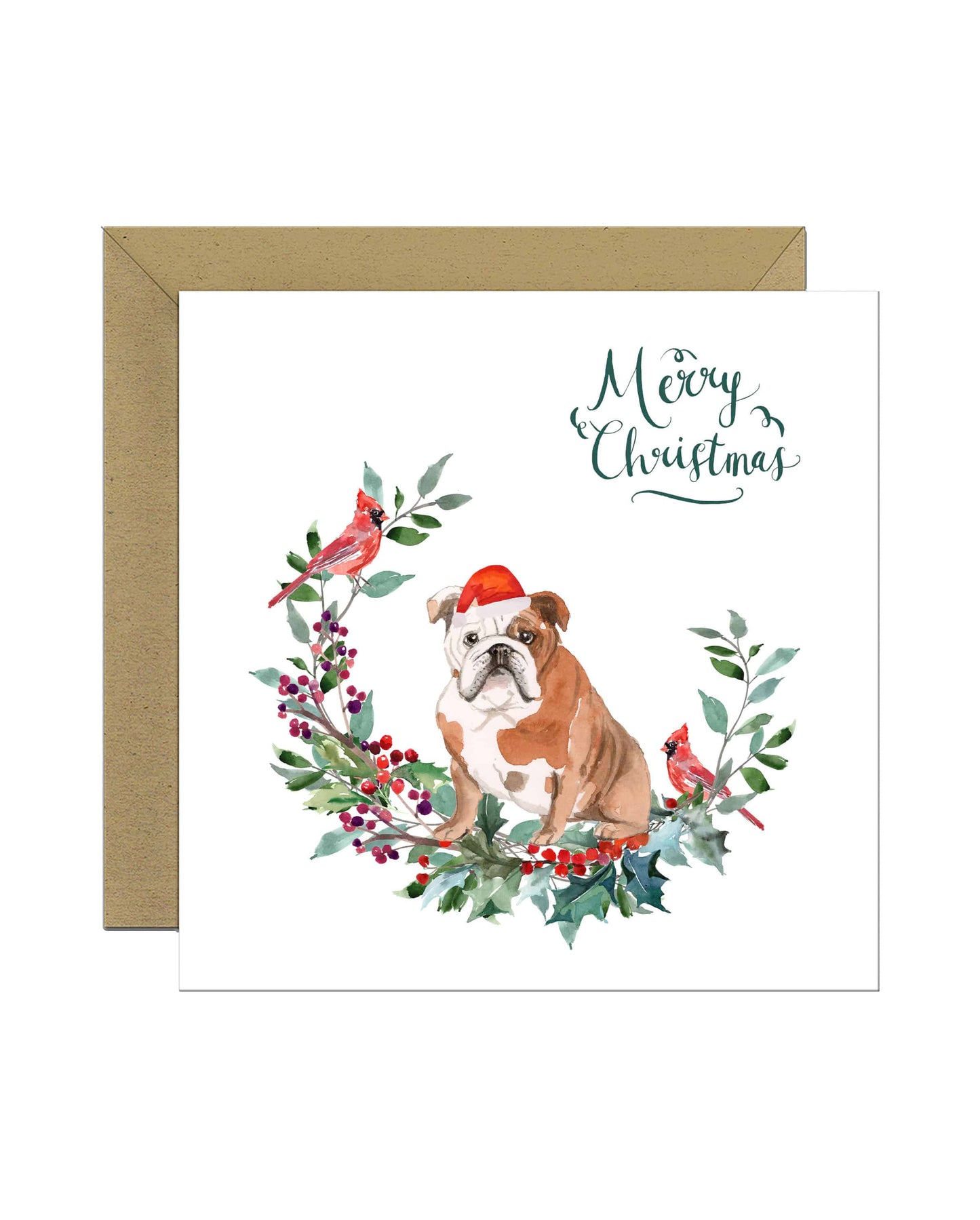 English Bulldog Dog Christmas Card