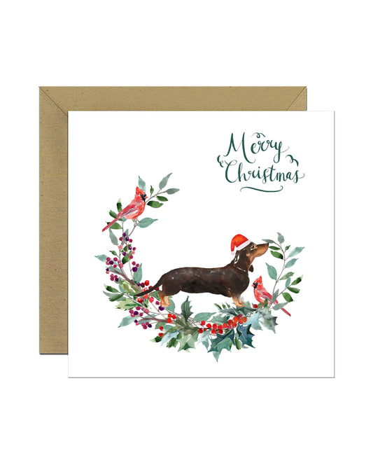 Dachshund Black & Tan Dog Christmas Card